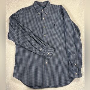 Ralph Lauren Classic Fit Blue Plaid Button Down Shirt Men’s L